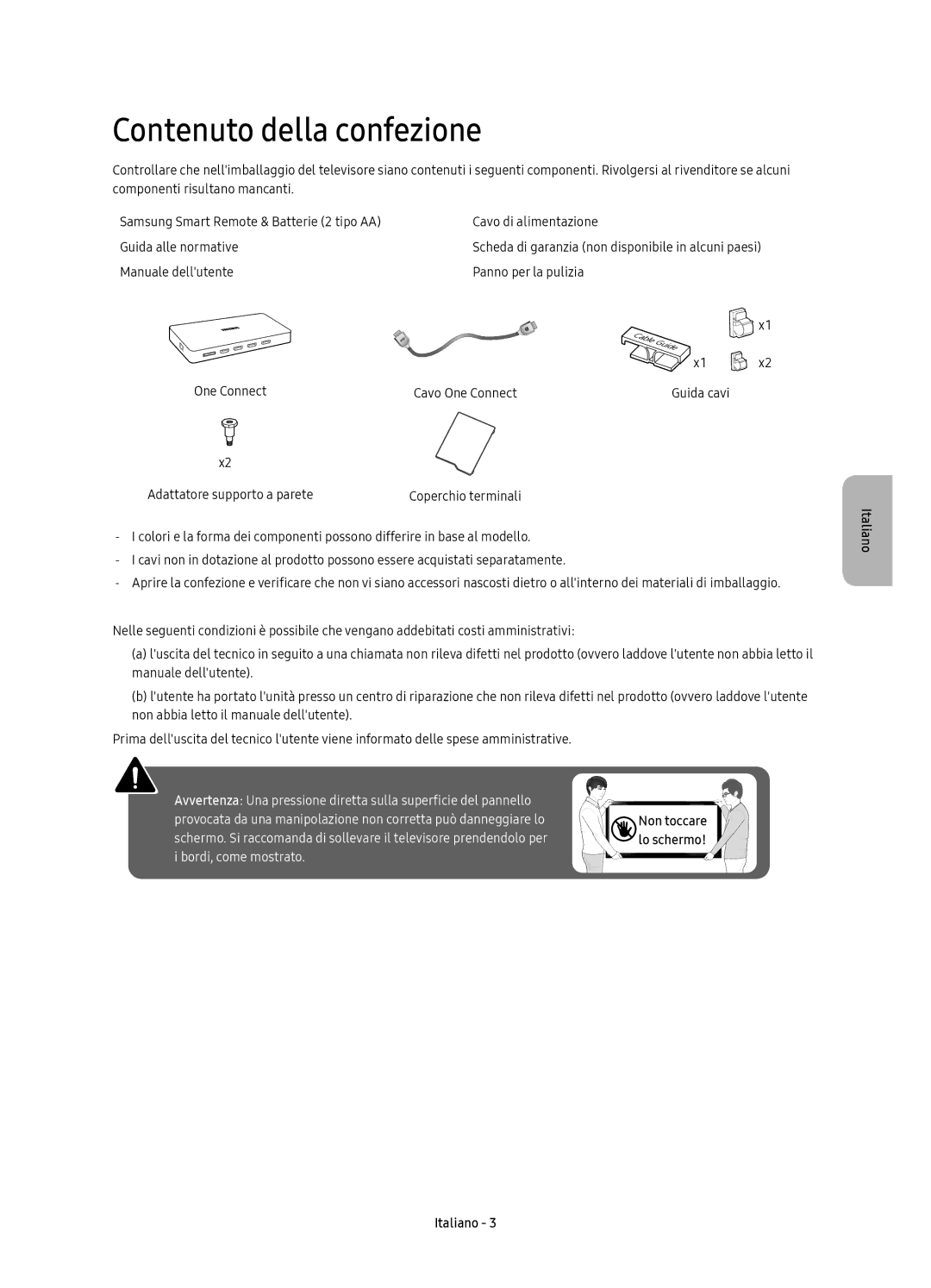 Samsung UE49KS8080TXZG, UE65KS8090TXZG, UE75KS8090TXZG, UE55KS8090TXZG, UE49KS8090TXZG manual Contenuto della confezione 