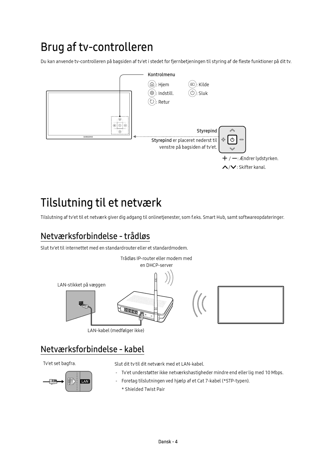 Samsung UE65KU6175UXXE, UE55KU6175UXXE Brug af tv-controlleren, Tilslutning til et netværk, Netværksforbindelse trådløs 