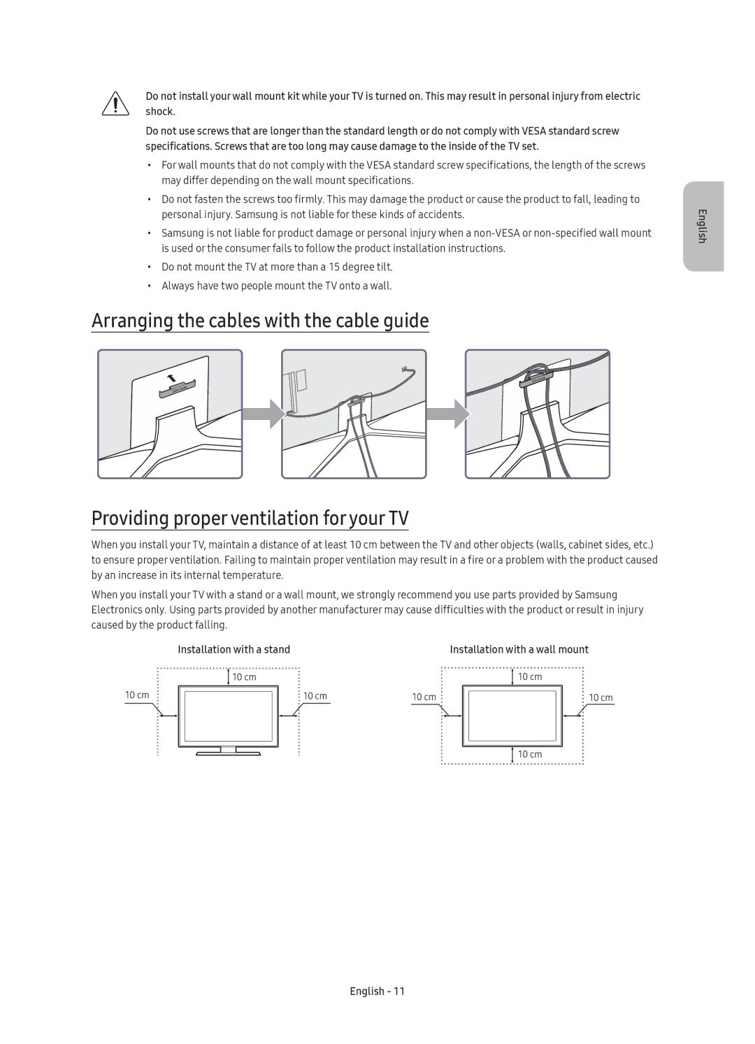 Samsung UE65KU6400UXRU manual Installation with a stand 