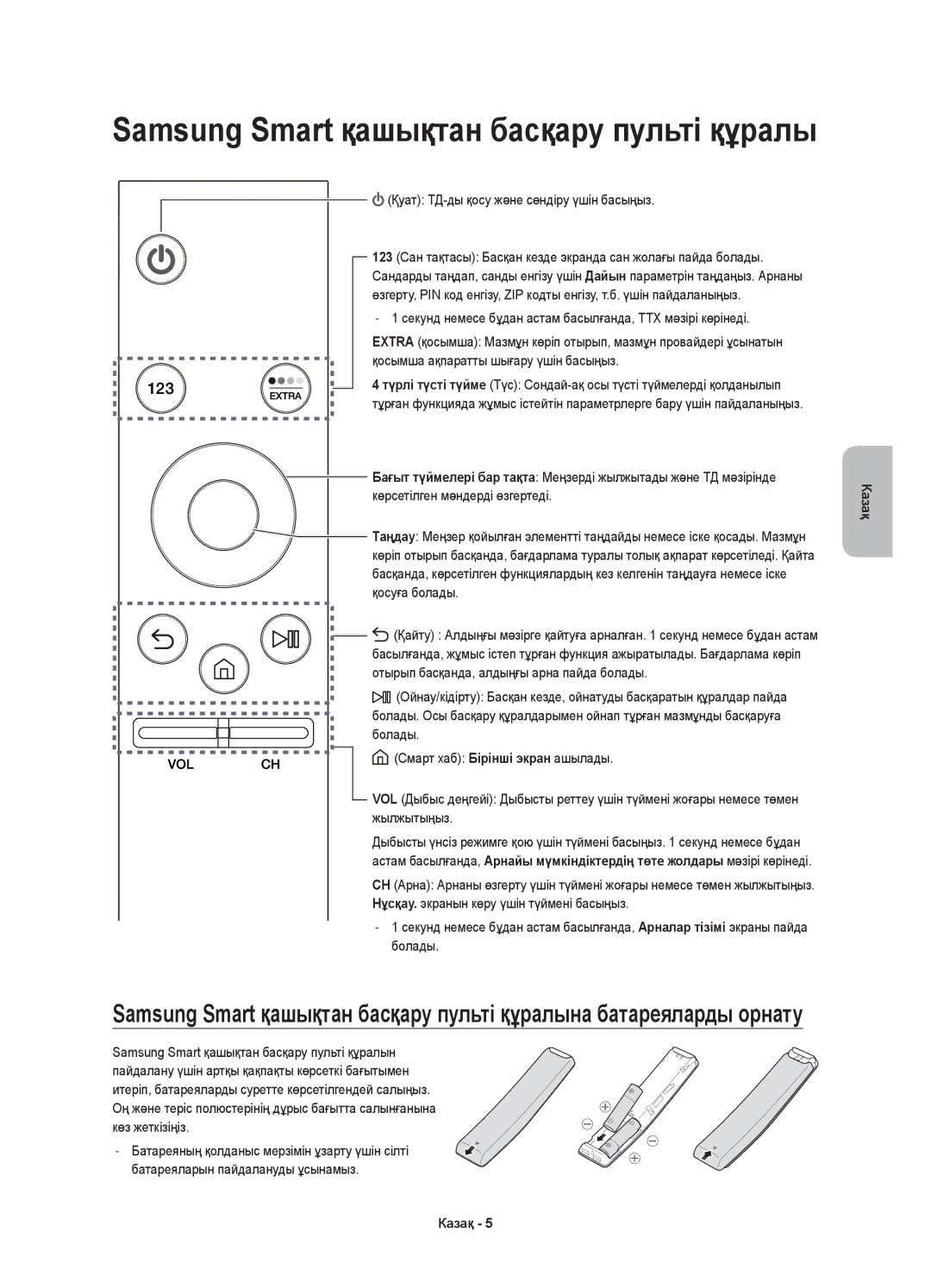 Samsung UE65KU6400UXRU manual Samsung Smart қашықтан басқару пульті құралы, Қуат ТД-ды қосу және сөндіру үшін басыңыз 