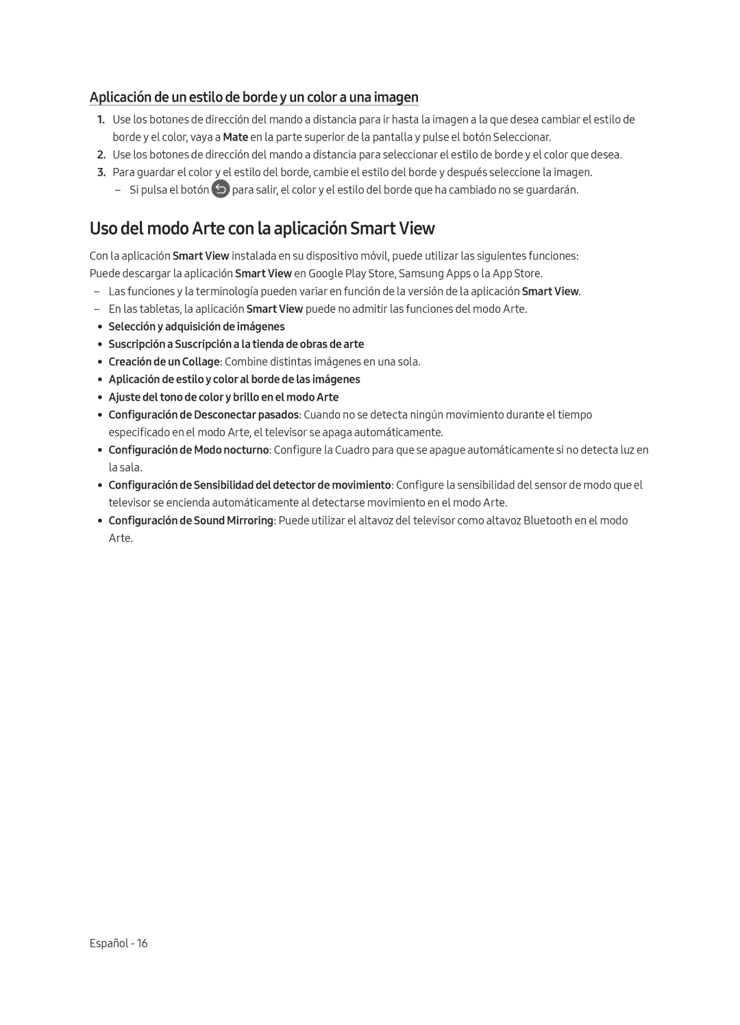 Samsung UE65LS003AUXZG, UE55LS003AUXZG, UE55LS003AUXXC, UE65LS003AUXXC manual Uso del modo Arte con la aplicación Smart View 