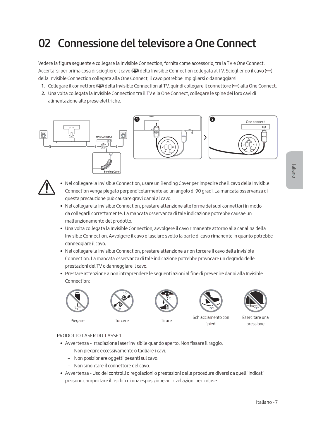 Samsung UE55LS003AUXZG, UE65LS003AUXZG, UE55LS003AUXXC, UE65LS003AUXXC manual Connessione del televisore a One Connect 