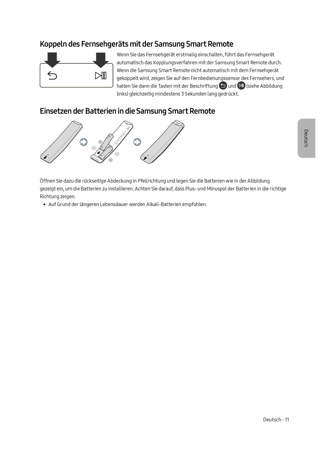 Samsung UE40MU6100KXXU, UE65MU6100KXZT, UE49MU6100KXZT manual Koppeln des Fernsehgeräts mit der Samsung Smart Remote 