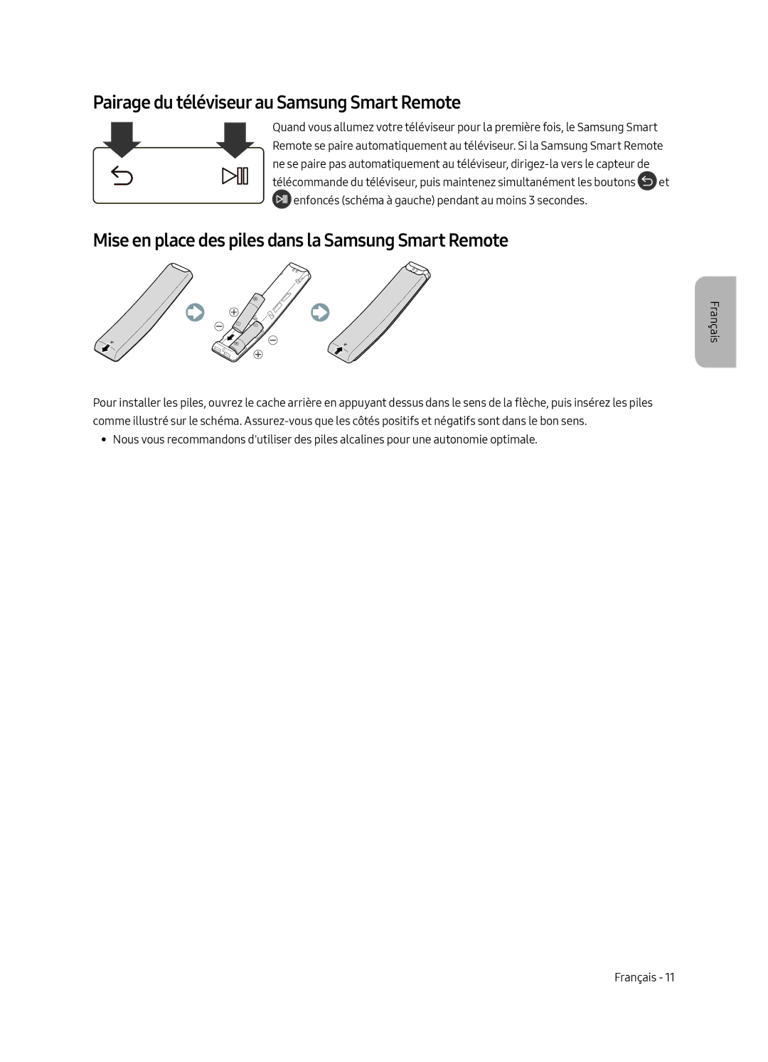 Samsung UE50MU6170UXZG Pairage du téléviseur au Samsung Smart Remote, Mise en place des piles dans la Samsung Smart Remote 