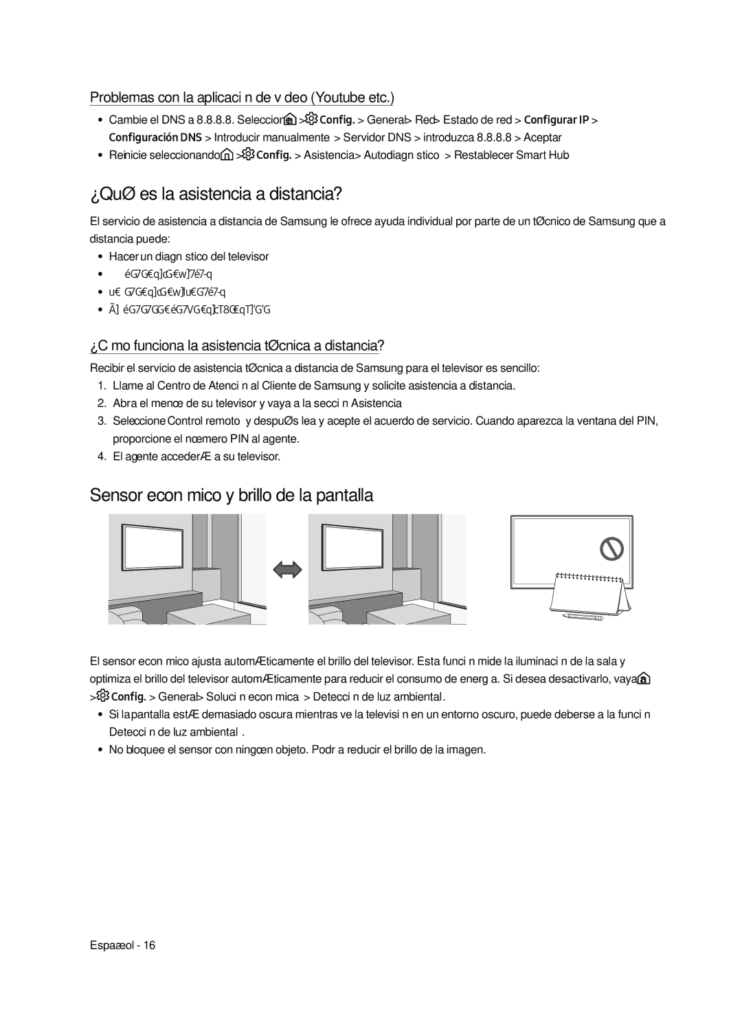 Samsung UE49MU6225KXXC, UE65MU6225KXXC manual ¿Qué es la asistencia a distancia?, Sensor económico y brillo de la pantalla 