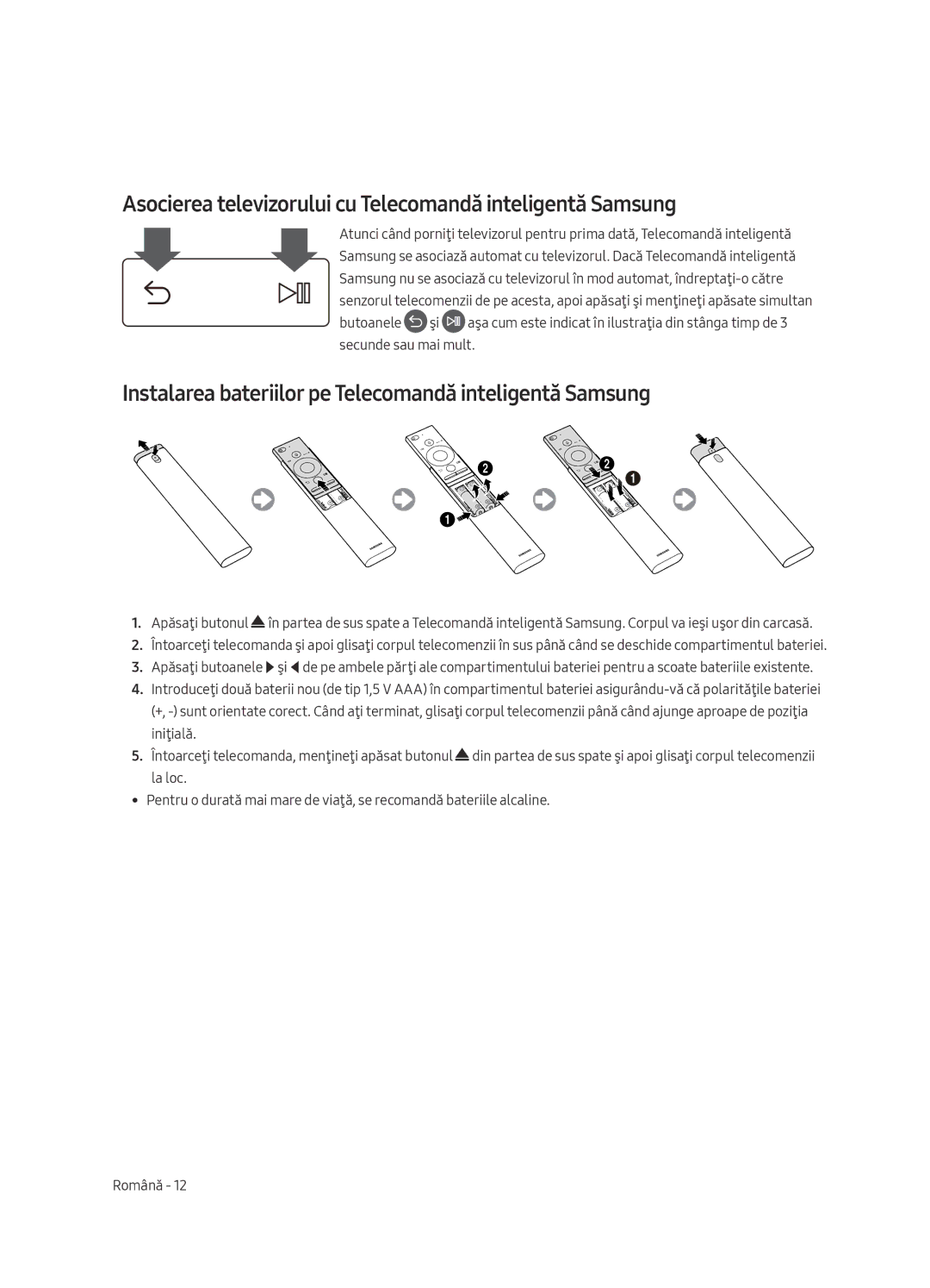 Samsung UE55MU6442UXXH, UE65MU6442UXXH, UE55MU6472UXXH manual Asocierea televizorului cu Telecomandă inteligentă Samsung 