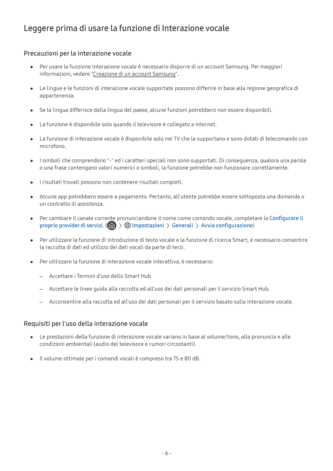 Samsung UE55MU6102KXXH Leggere prima di usare la funzione di Interazione vocale, Precauzioni per la interazione vocale 