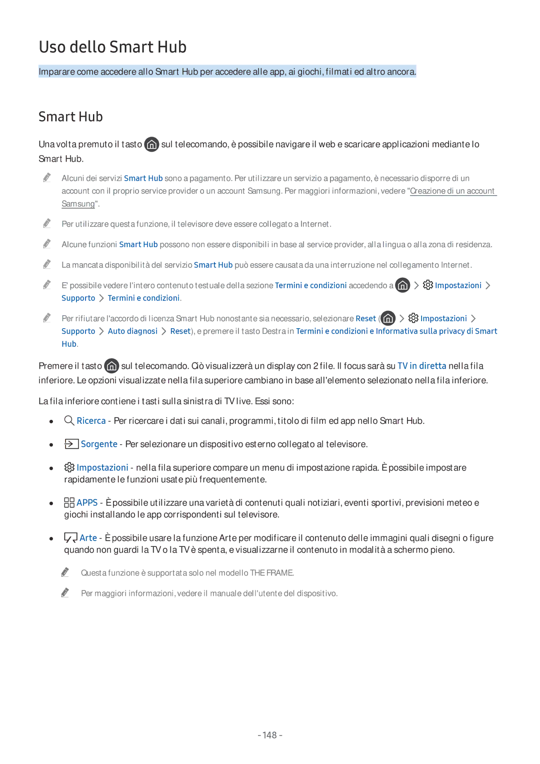 Samsung UE55MU7042TXXH, UE65MU6442UXXH, UE58MU6192UXXH, UE55MU7002TXXH manual Smart Hub, Supporto Termini e condizioni 