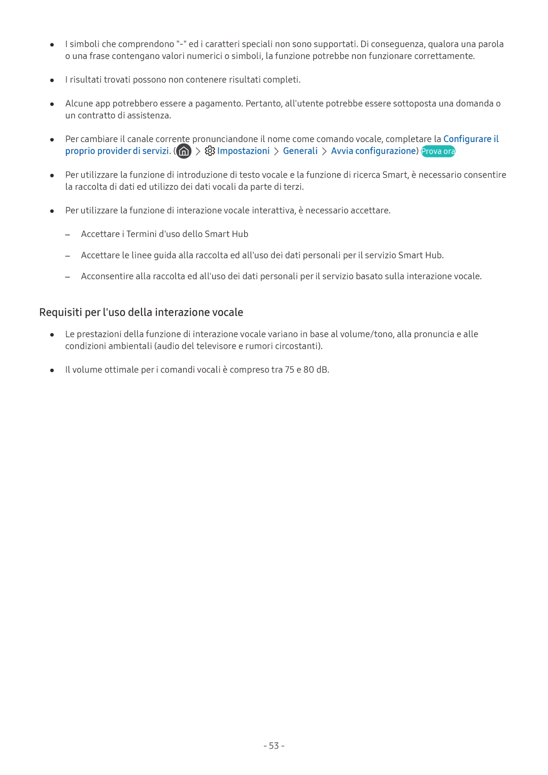 Samsung QE49Q7CAMTXZT, UE65MU6442UXXH Proprio provider di servizi Impostazioni Generali, Avvia configurazione Prova ora 