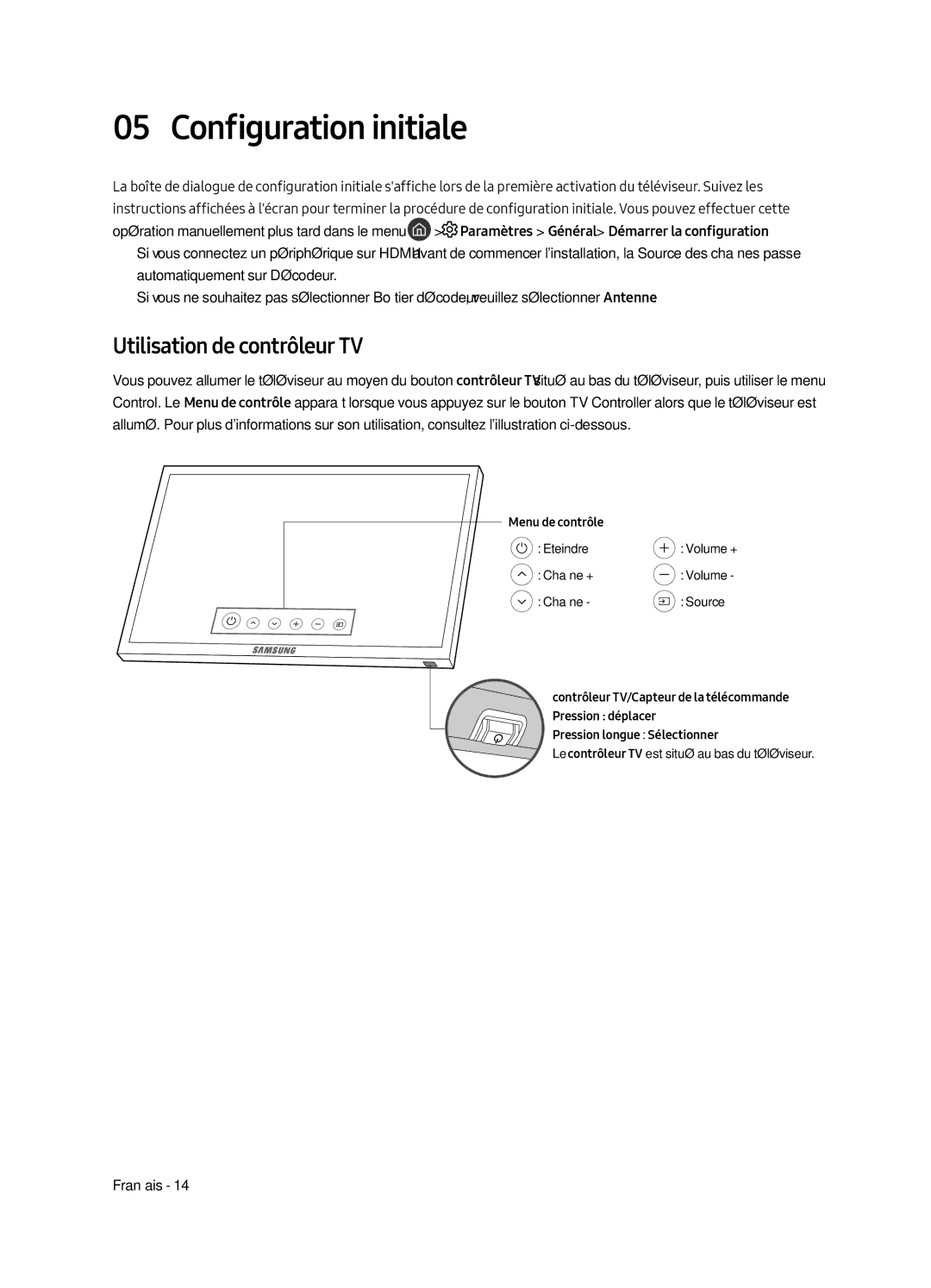 Samsung UE65MU6505UXXC, UE55MU6505UXXC, UE49MU6505UXXC manual Configuration initiale, Utilisation de contrôleur TV 