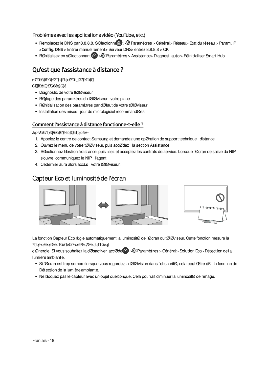 Samsung UE55MU6505UXXC, UE65MU6505UXXC manual Quest que lassistance à distance ?, Capteur Eco et luminosité de lécran 