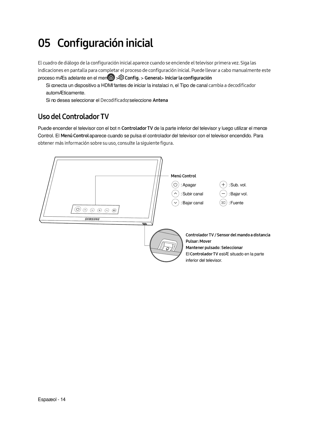 Samsung UE55MU6505UXXC, UE65MU6505UXXC, UE49MU6505UXXC manual Configuración inicial, Uso del Controlador TV 