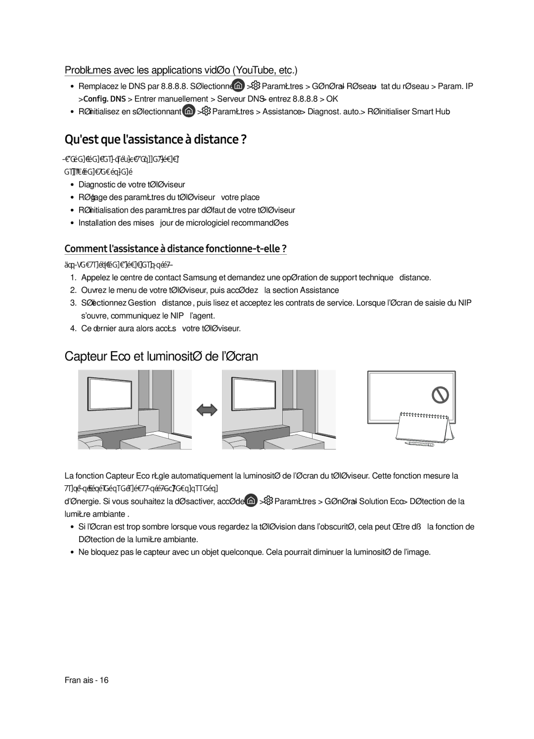 Samsung UE55MU9000TXZG, UE65MU9009TXZG manual Quest que lassistance à distance ?, Capteur Eco et luminosité de lécran 