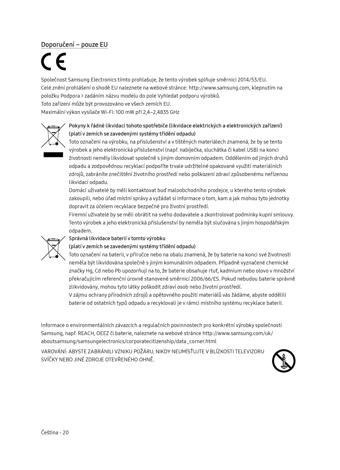 Samsung UE65NU7172UXXH, UE75NU7172UXXH, UE65NU7102KXXH, UE55NU7102KXXH manual Doporučení pouze EU 