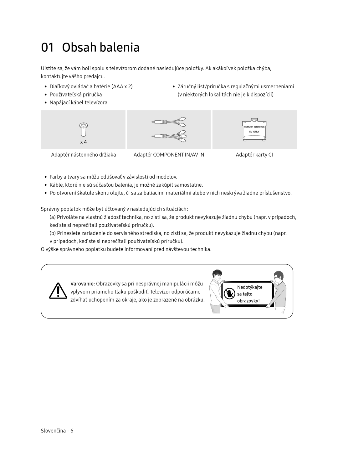 Samsung UE65NU7102KXXH, UE65NU7172UXXH, UE75NU7172UXXH, UE55NU7102KXXH manual Obsah balenia 