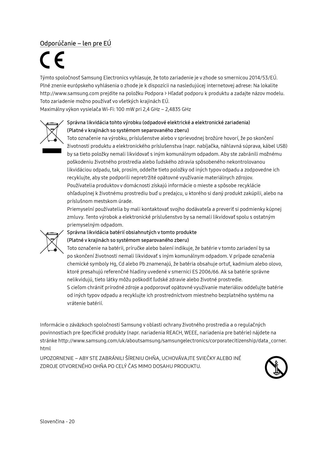 Samsung UE65NU7172UXXH, UE75NU7172UXXH, UE65NU7102KXXH, UE55NU7102KXXH manual Odporúčanie len pre EÚ 