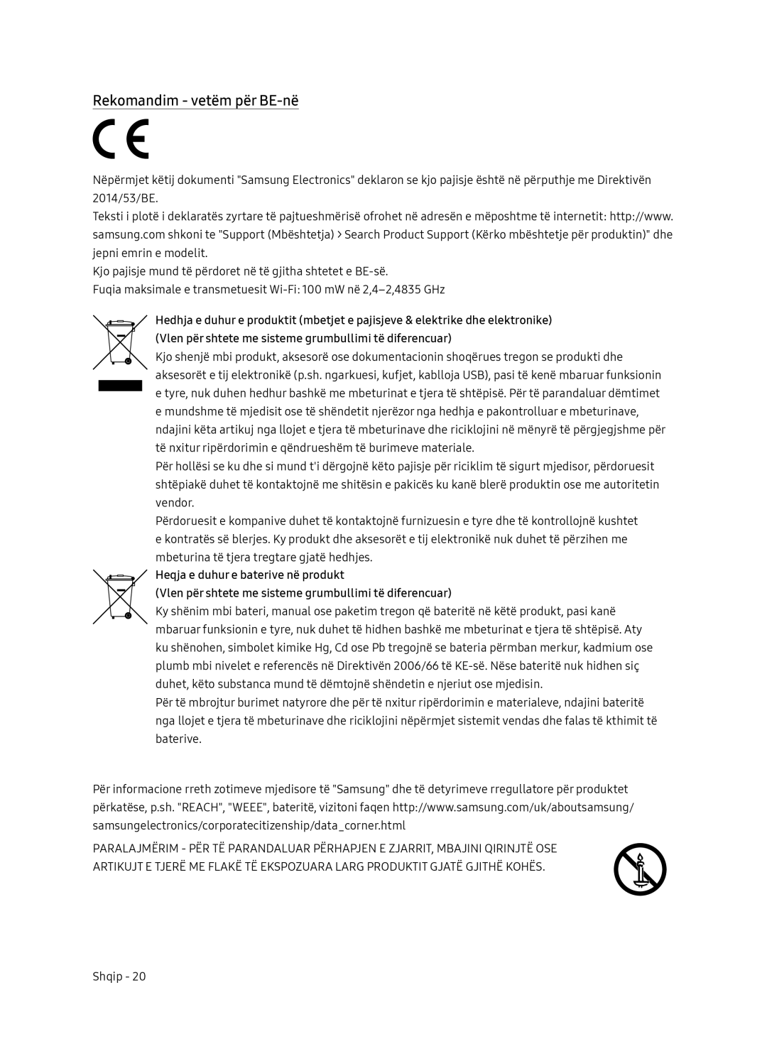 Samsung UE65NU7172UXXH, UE75NU7172UXXH, UE65NU7102KXXH, UE55NU7102KXXH manual Rekomandim vetëm për BE-në 