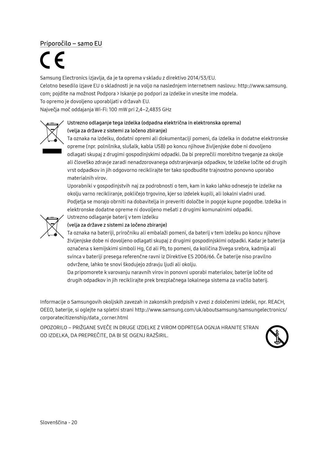 Samsung UE65NU7172UXXH, UE75NU7172UXXH, UE65NU7102KXXH, UE55NU7102KXXH manual Priporočilo samo EU 