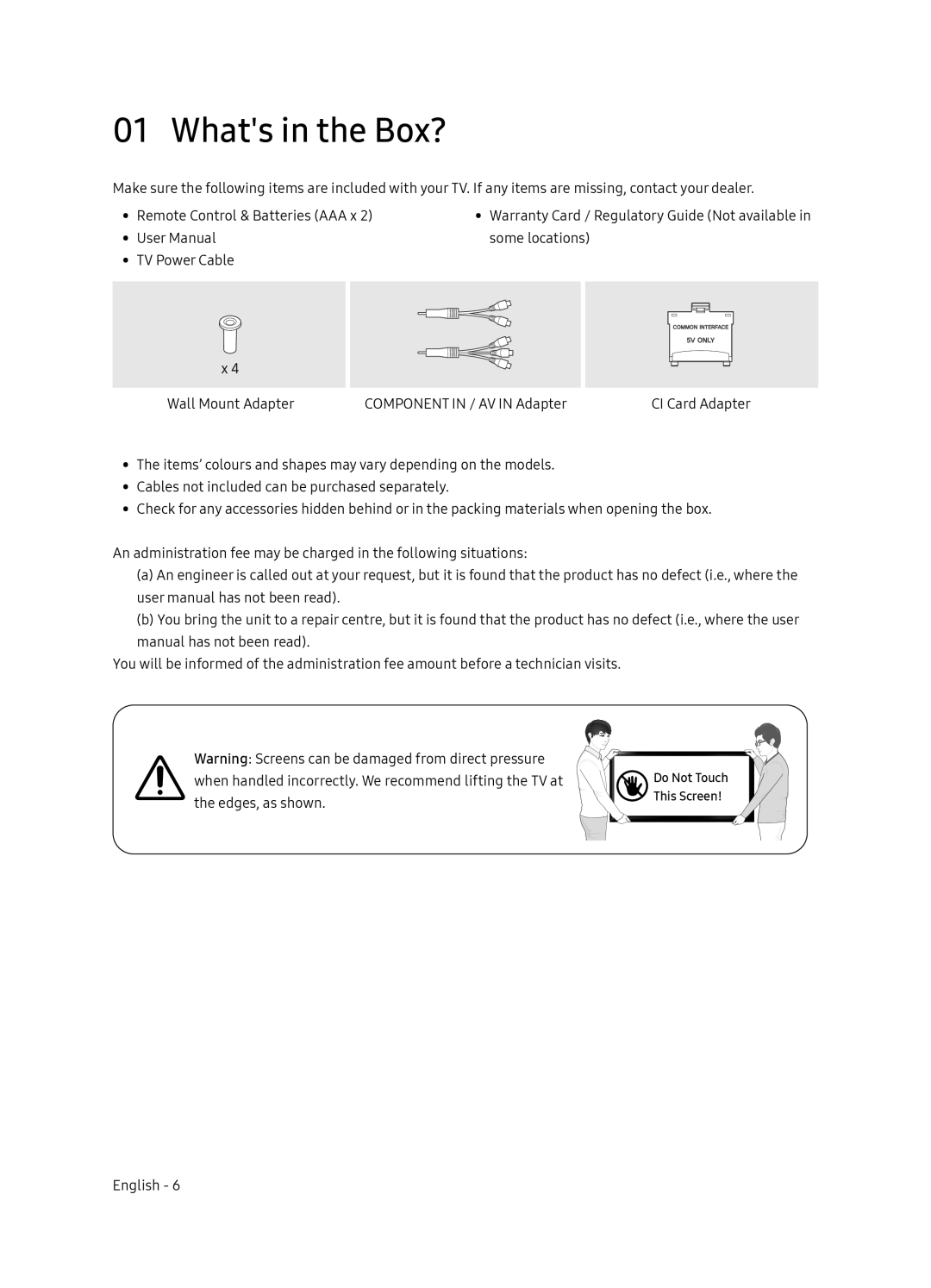 Samsung UE65NU7102KXXH, UE65NU7172UXXH, UE75NU7172UXXH, UE55NU7102KXXH manual Whats in the Box? 