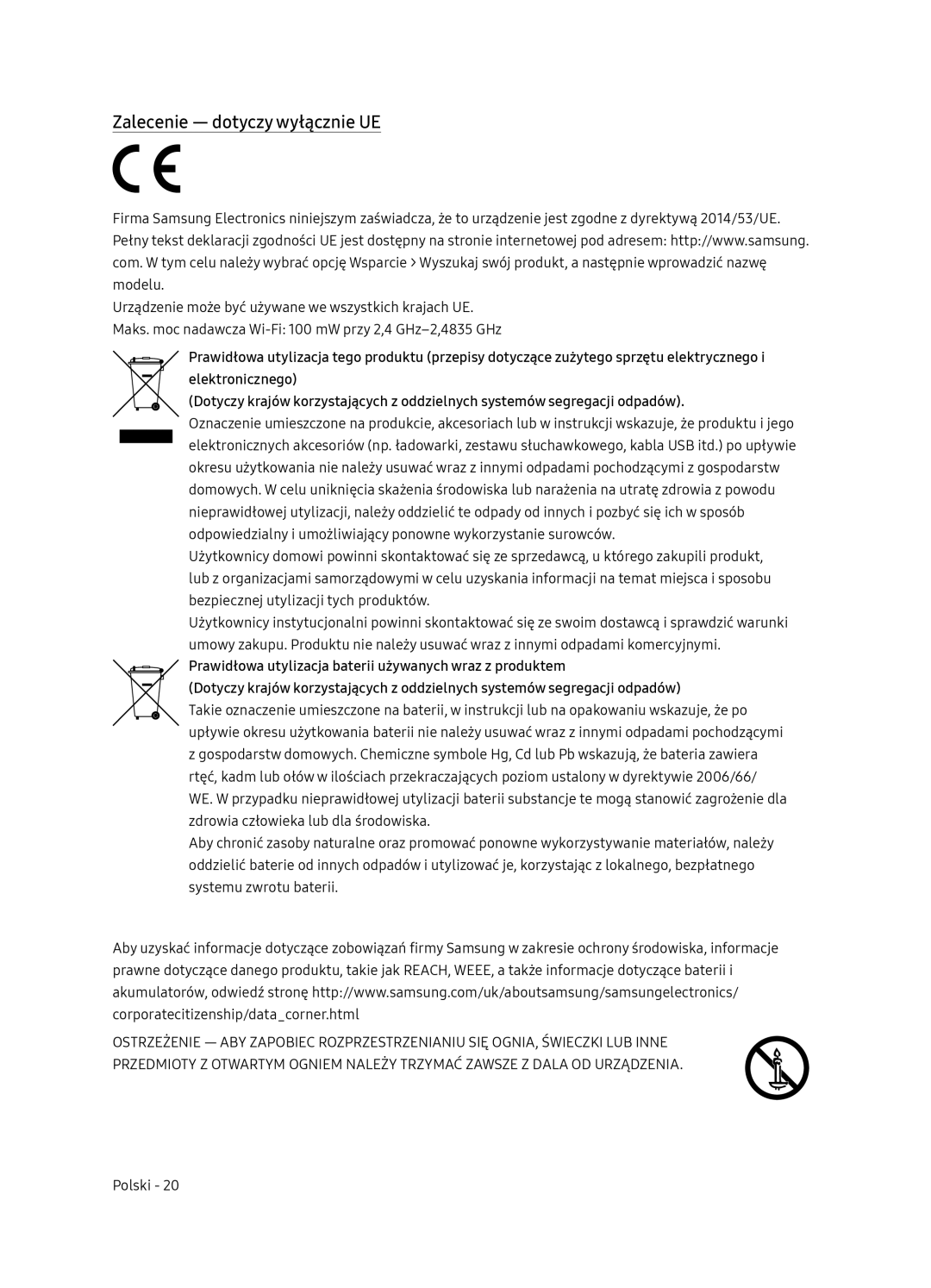 Samsung UE65NU7172UXXH, UE75NU7172UXXH, UE65NU7102KXXH, UE55NU7102KXXH manual Zalecenie dotyczy wyłącznie UE 