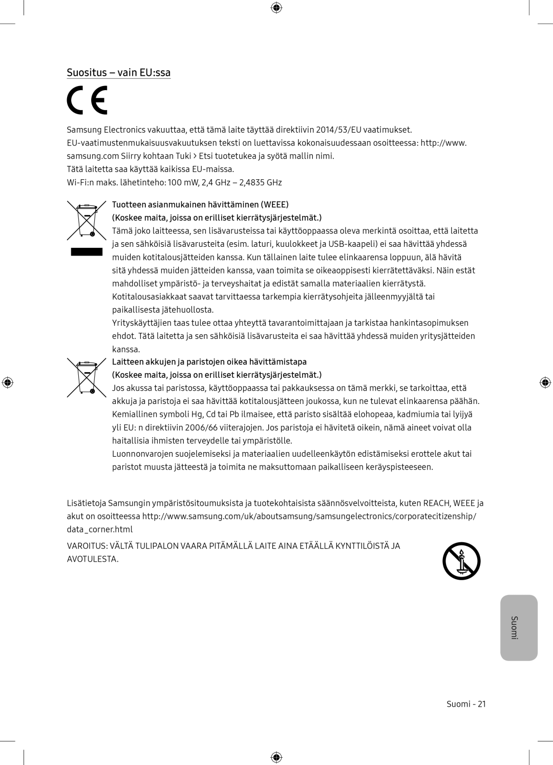 Samsung UE65NU7105KXXC, UE65NU7175UXXC manual Suositus vain EUssa 