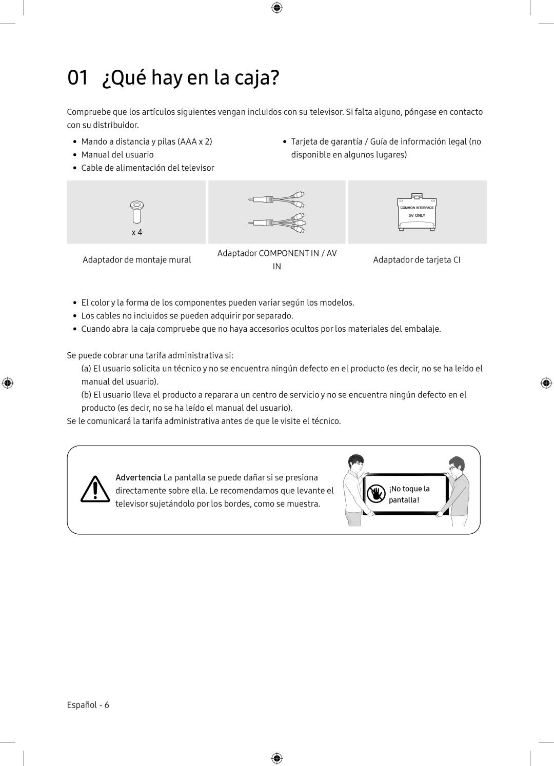 Samsung UE65NU7175UXXC, UE65NU7105KXXC manual 01 ¿Qué hay en la caja? 