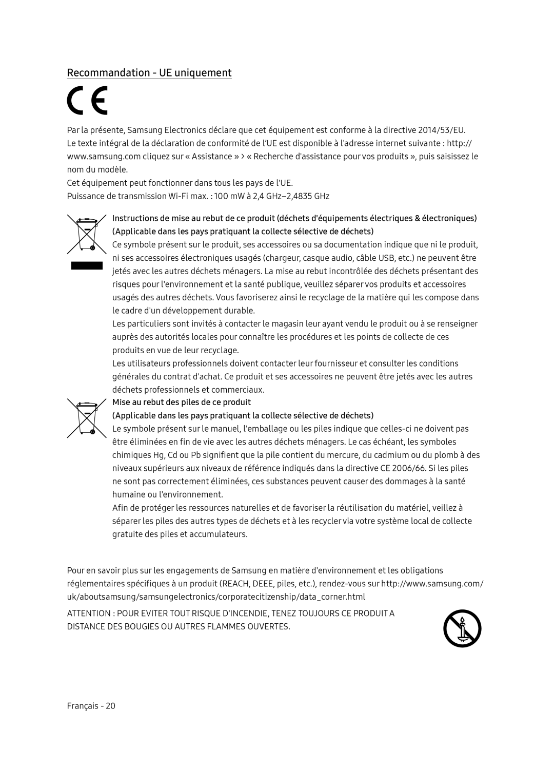 Samsung UE65NU7179UXZG, UE75NU7179UXZG, UE65NU7170UXZT, UE75NU7170UXZG, UE65NU7170UXZG manual Recommandation UE uniquement 