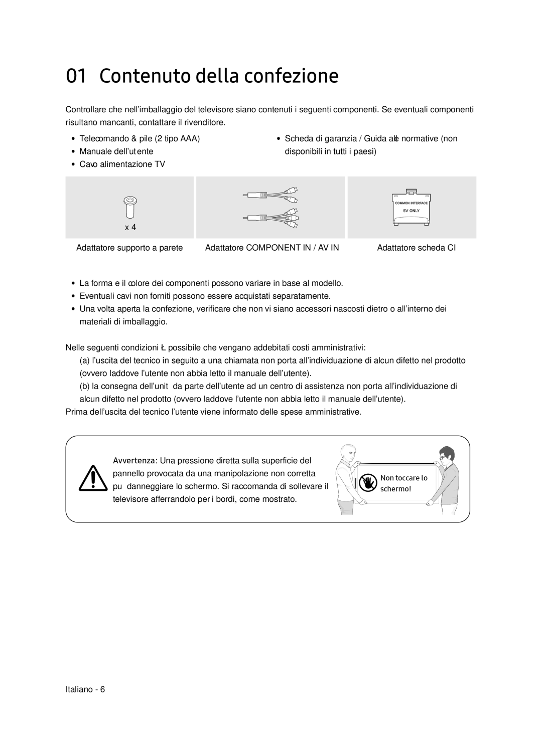 Samsung UE75NU7179UXZG, UE65NU7179UXZG, UE65NU7170UXZT, UE75NU7170UXZG, UE65NU7170UXZG manual Contenuto della confezione 