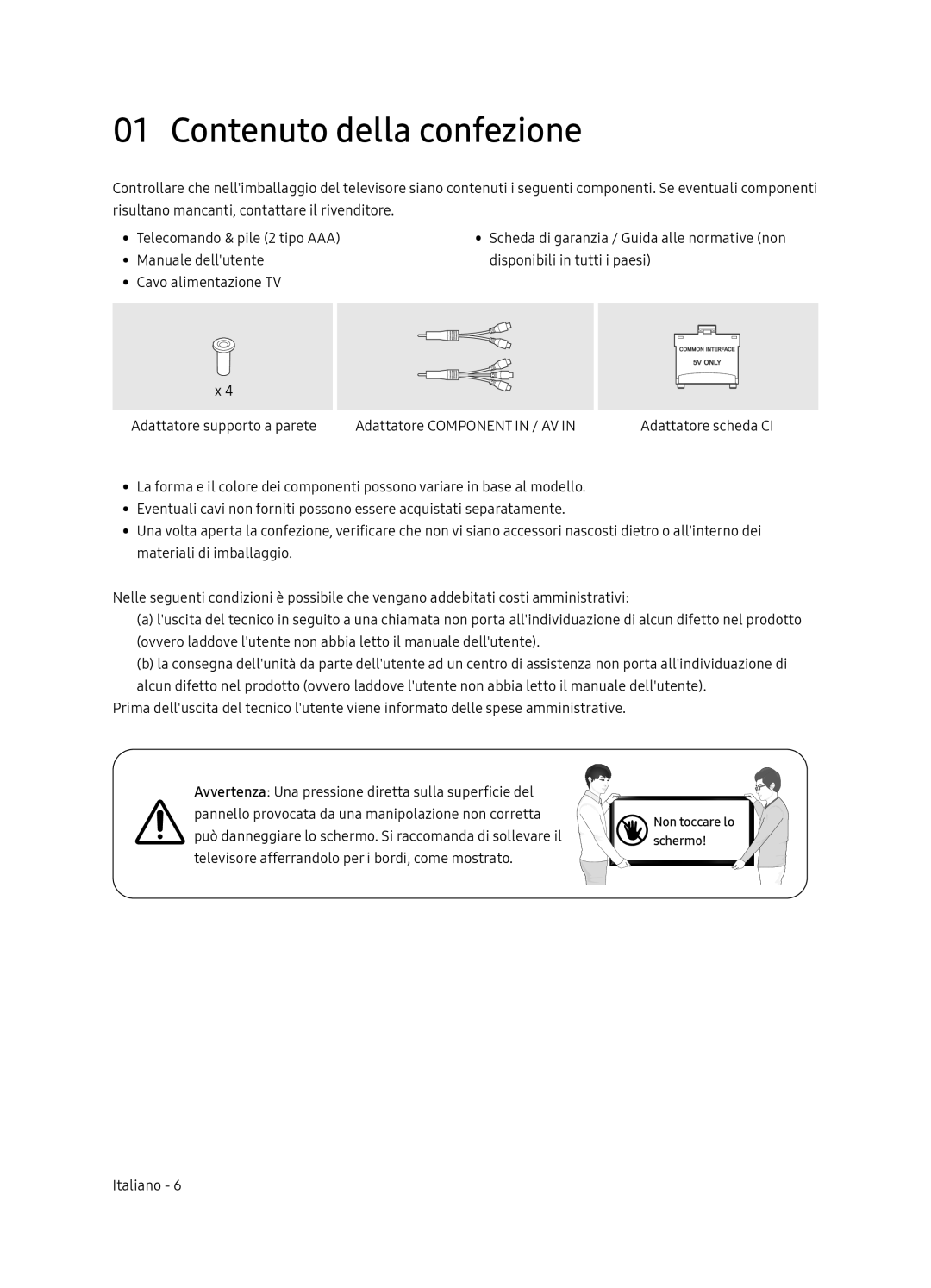 Samsung UE65NU7370UXZG manual Contenuto della confezione 