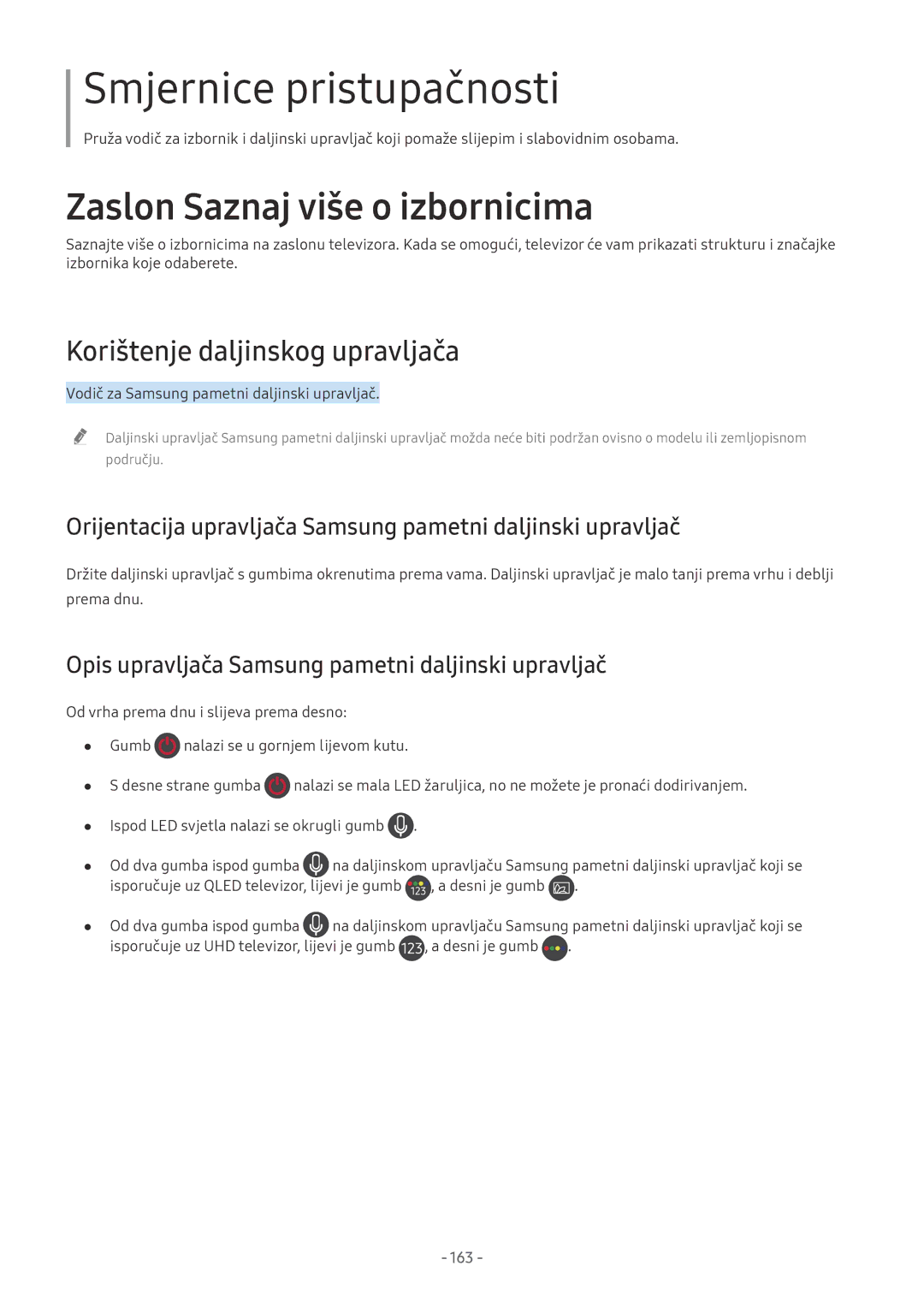 Samsung UE75NU8002TXXH Korištenje daljinskog upravljača, Orijentacija upravljača Samsung pametni daljinski upravljač, 163 