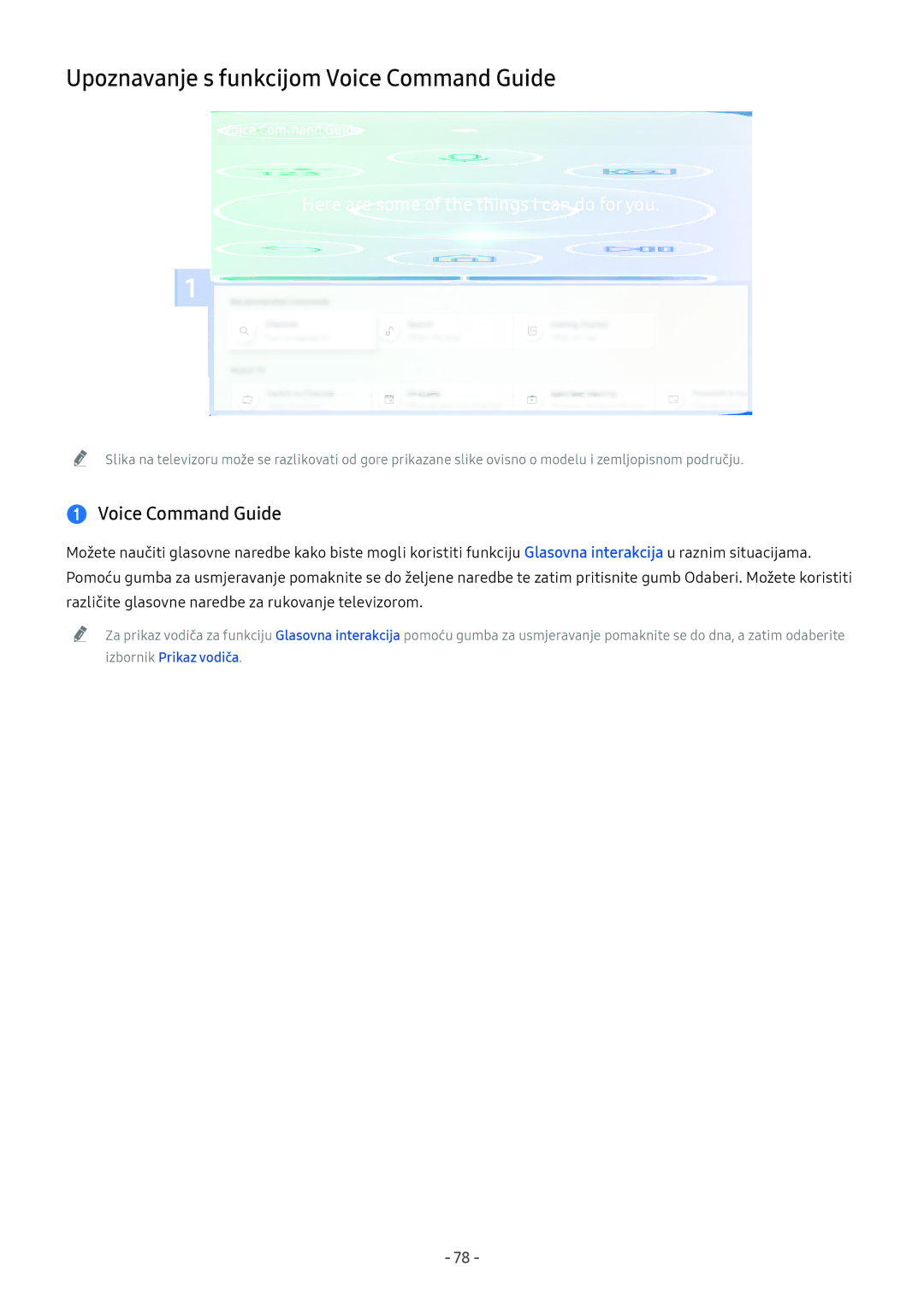 Samsung UE75NU8002TXXH, UE65NU7372UXXH, UE65NU7172UXXH, UE55NU7172UXXH manual Upoznavanje s funkcijom Voice Command Guide 