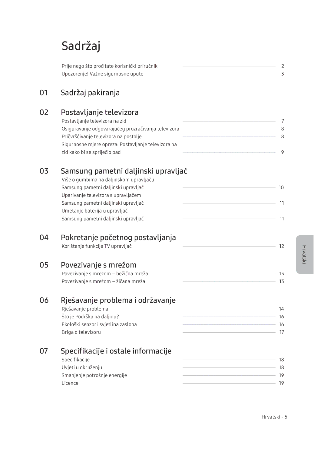 Samsung UE65NU7402UXXH manual Sadržaj 