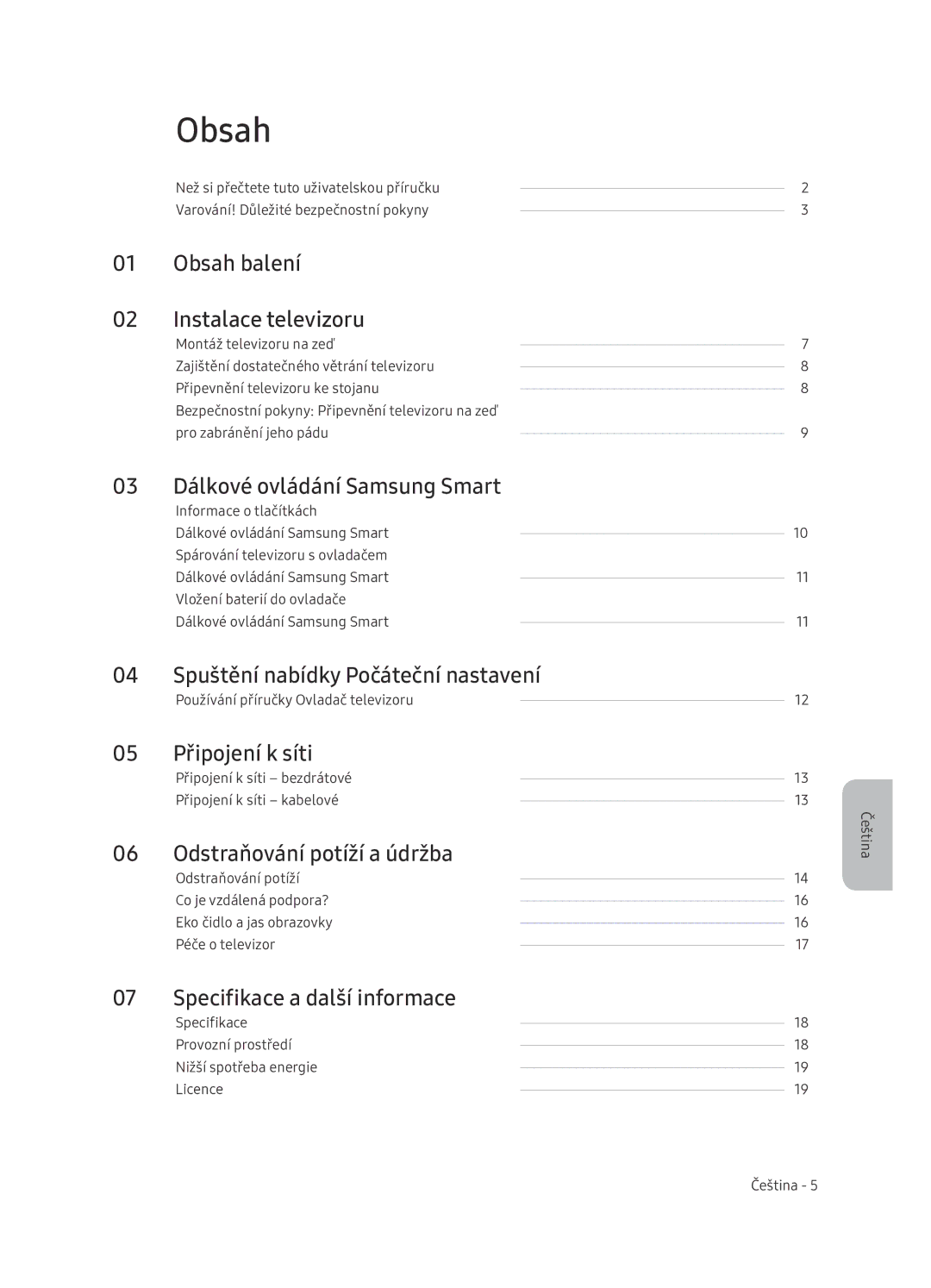 Samsung UE65NU7402UXXH manual Obsah 