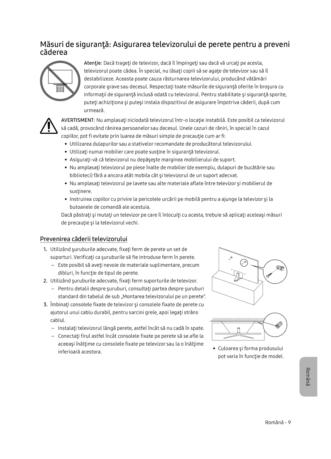 Samsung UE65NU7402UXXH manual Prevenirea căderii televizorului 