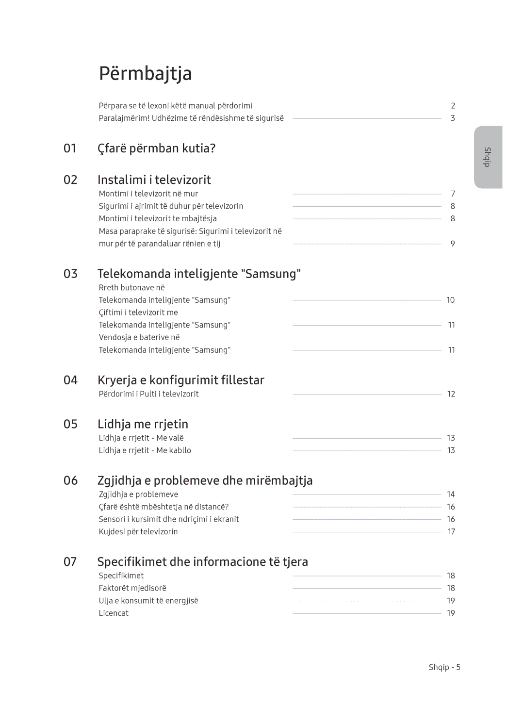 Samsung UE65NU7402UXXH manual Përmbajtja 