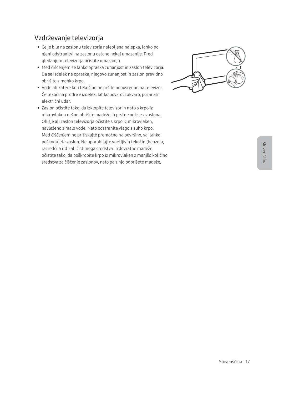 Samsung UE65NU7402UXXH manual Vzdrževanje televizorja 