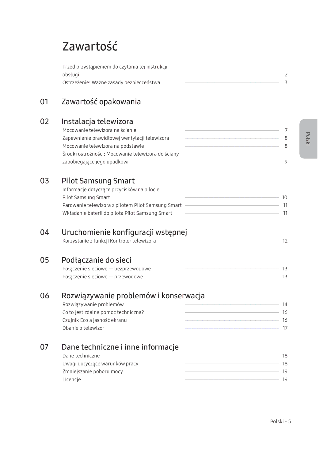 Samsung UE65NU7402UXXH manual Zawartość 