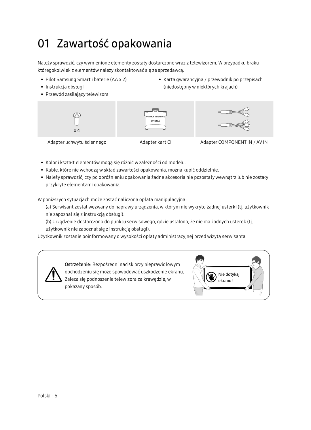 Samsung UE65NU7402UXXH manual Zawartość opakowania 