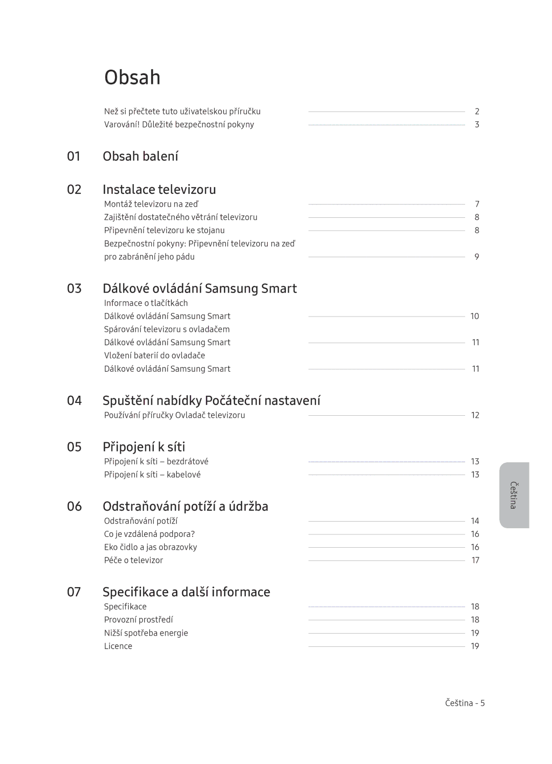 Samsung UE65NU7472UXXH manual Obsah 