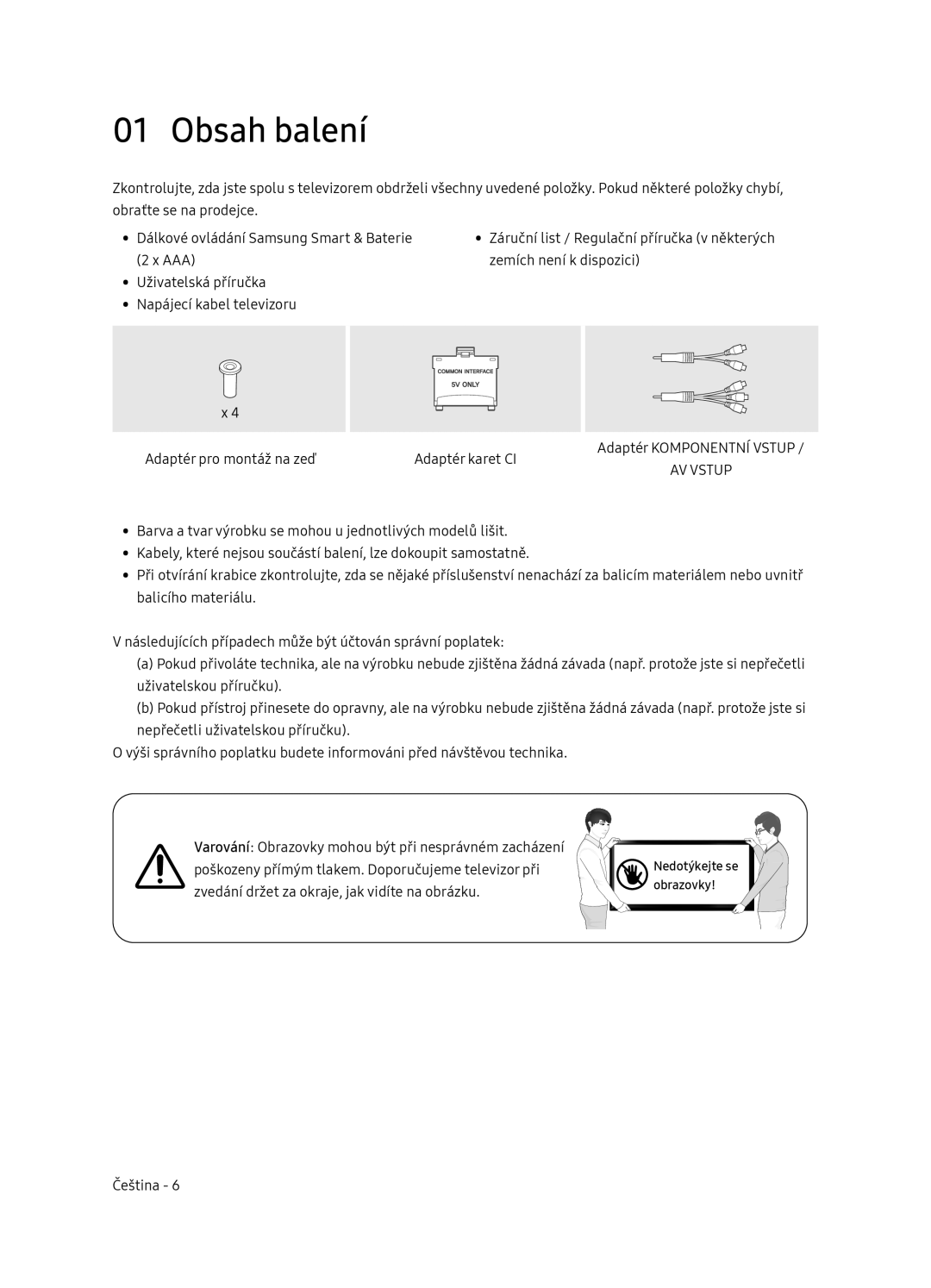 Samsung UE65NU7472UXXH manual Obsah balení 