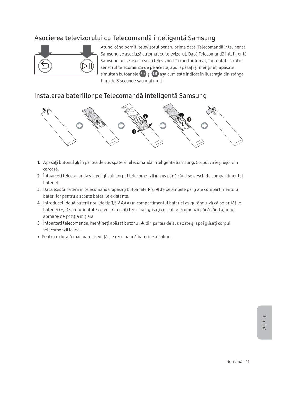 Samsung UE65NU7472UXXH manual Asocierea televizorului cu Telecomandă inteligentă Samsung 