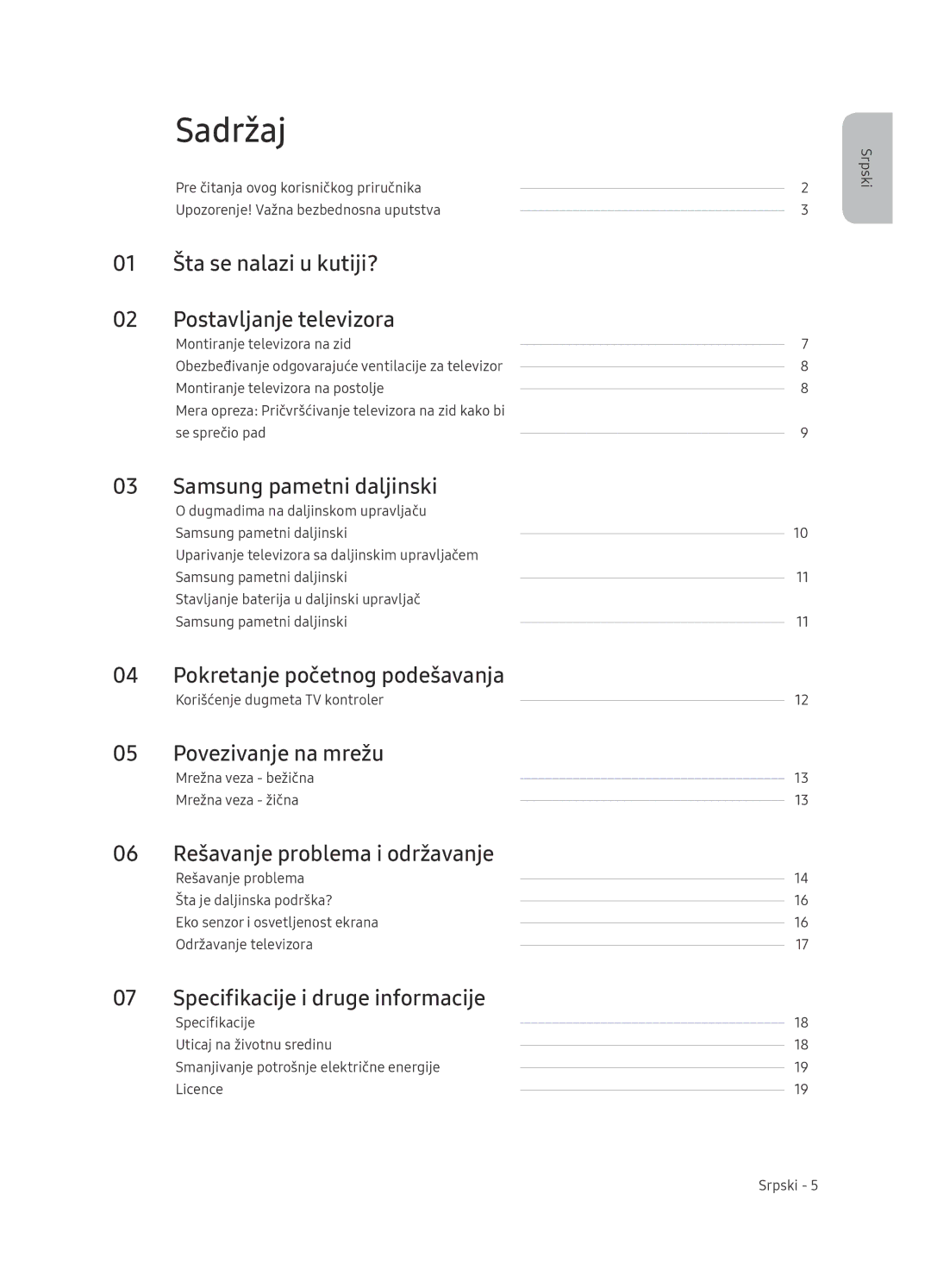 Samsung UE65NU7472UXXH Šta se nalazi u kutiji? Postavljanje televizora, Samsung pametni daljinski, Povezivanje na mrežu 