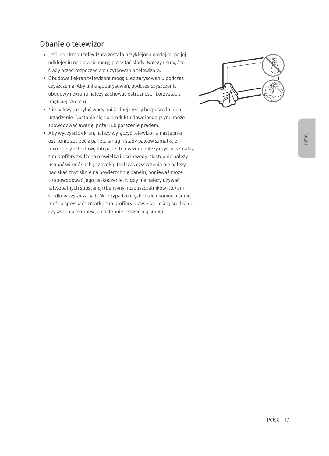 Samsung UE65NU7472UXXH manual Dbanie o telewizor 