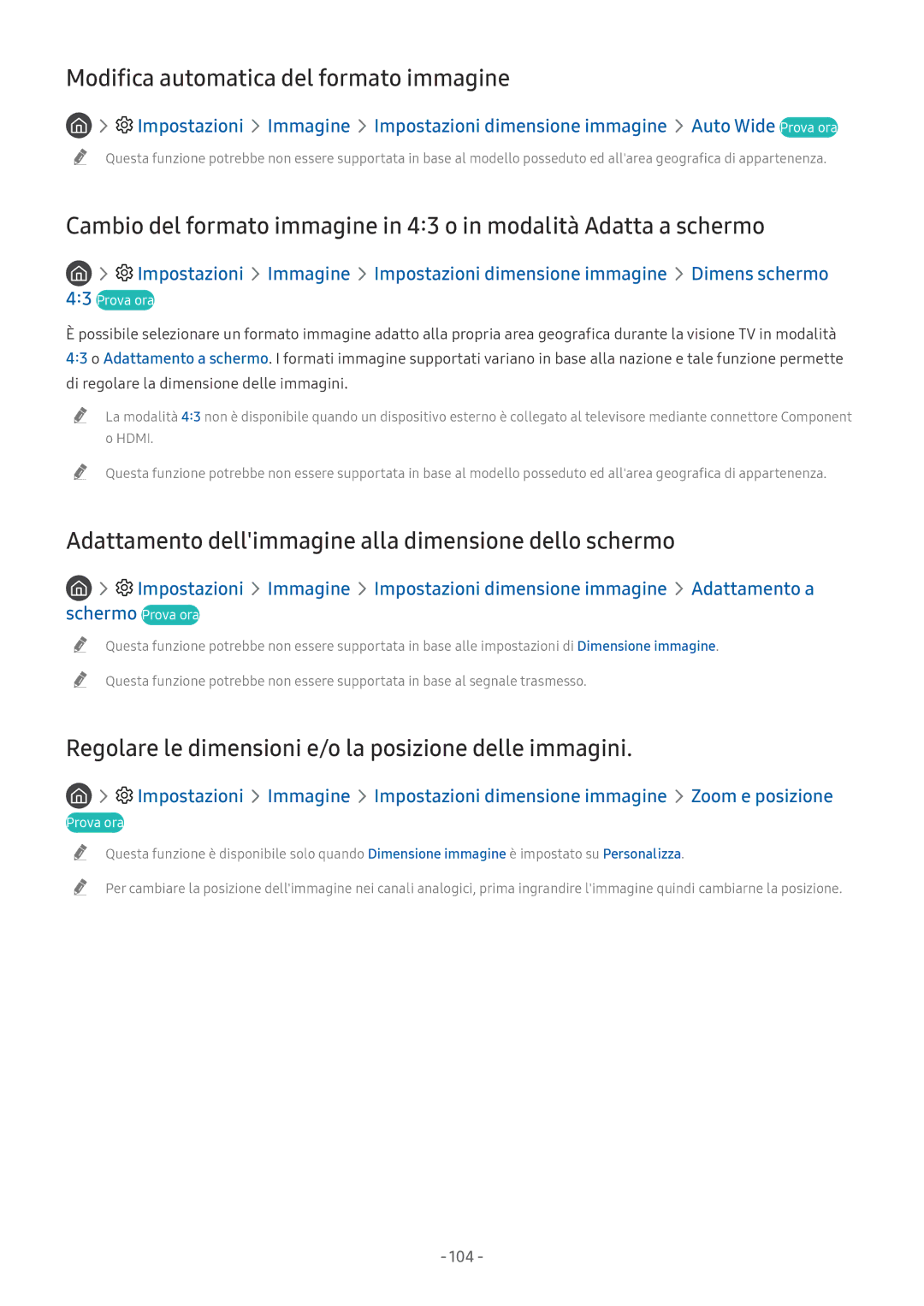 Samsung QE55Q8CNATXZT Modifica automatica del formato immagine, Adattamento dellimmagine alla dimensione dello schermo 