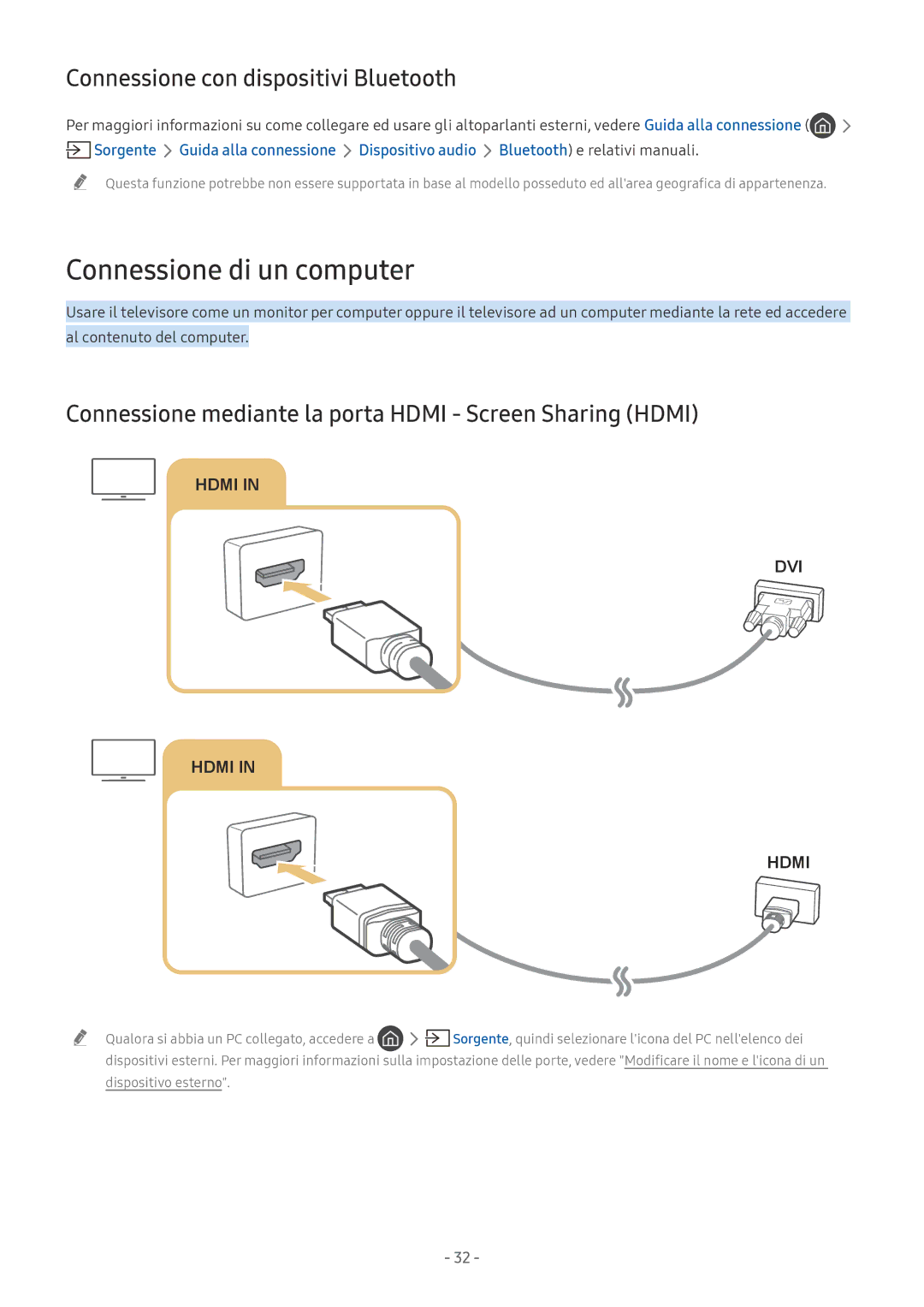 Samsung QE65Q6FAMTXZT, UE65NU8000TXZT, UE49NU8000TXZT Connessione di un computer, Connessione con dispositivi Bluetooth 