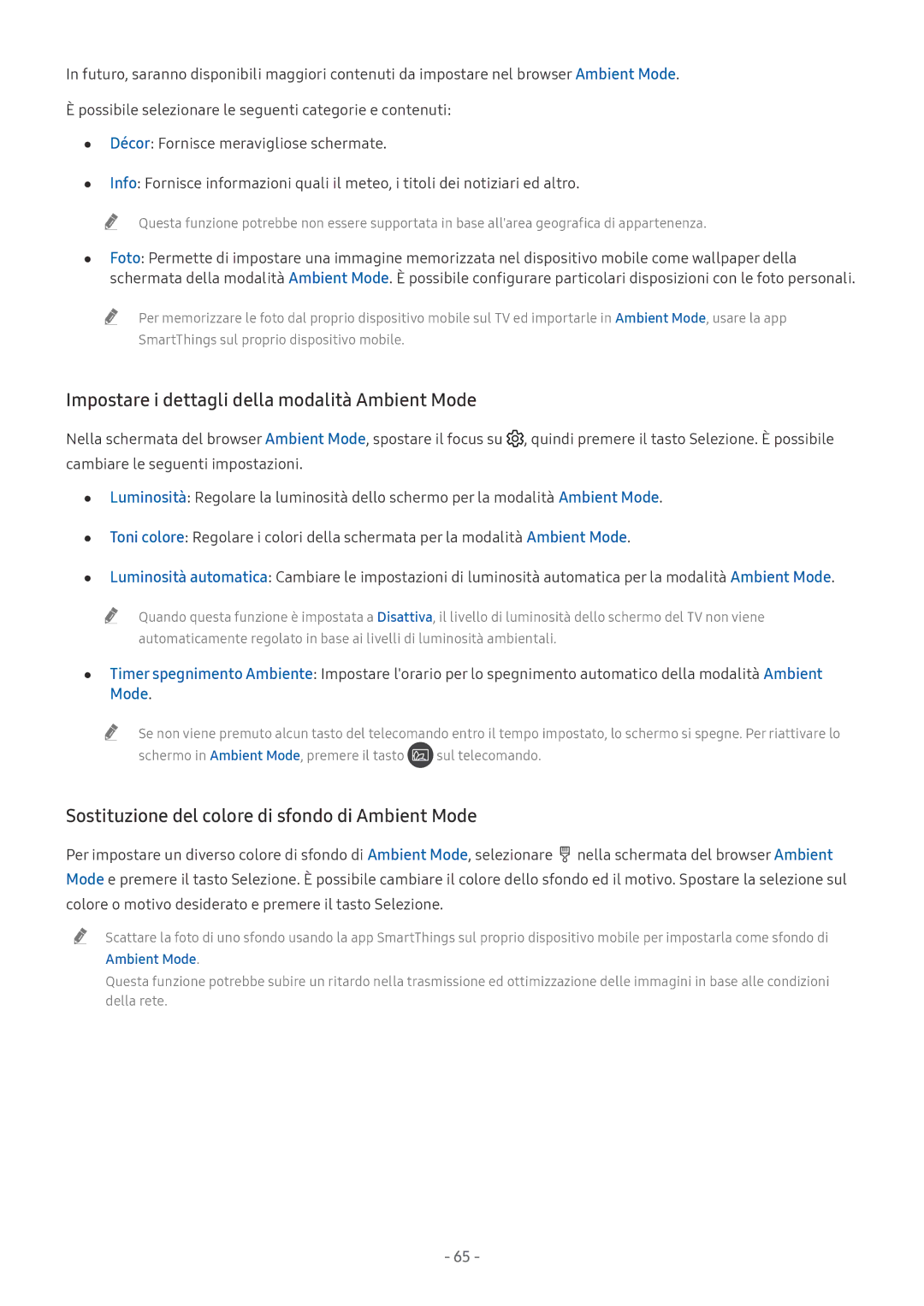 Samsung QE75Q9FNATXZT, UE65NU8000TXZT, UE49NU8000TXZT, UE55NU8000TXZT manual Impostare i dettagli della modalità Ambient Mode 