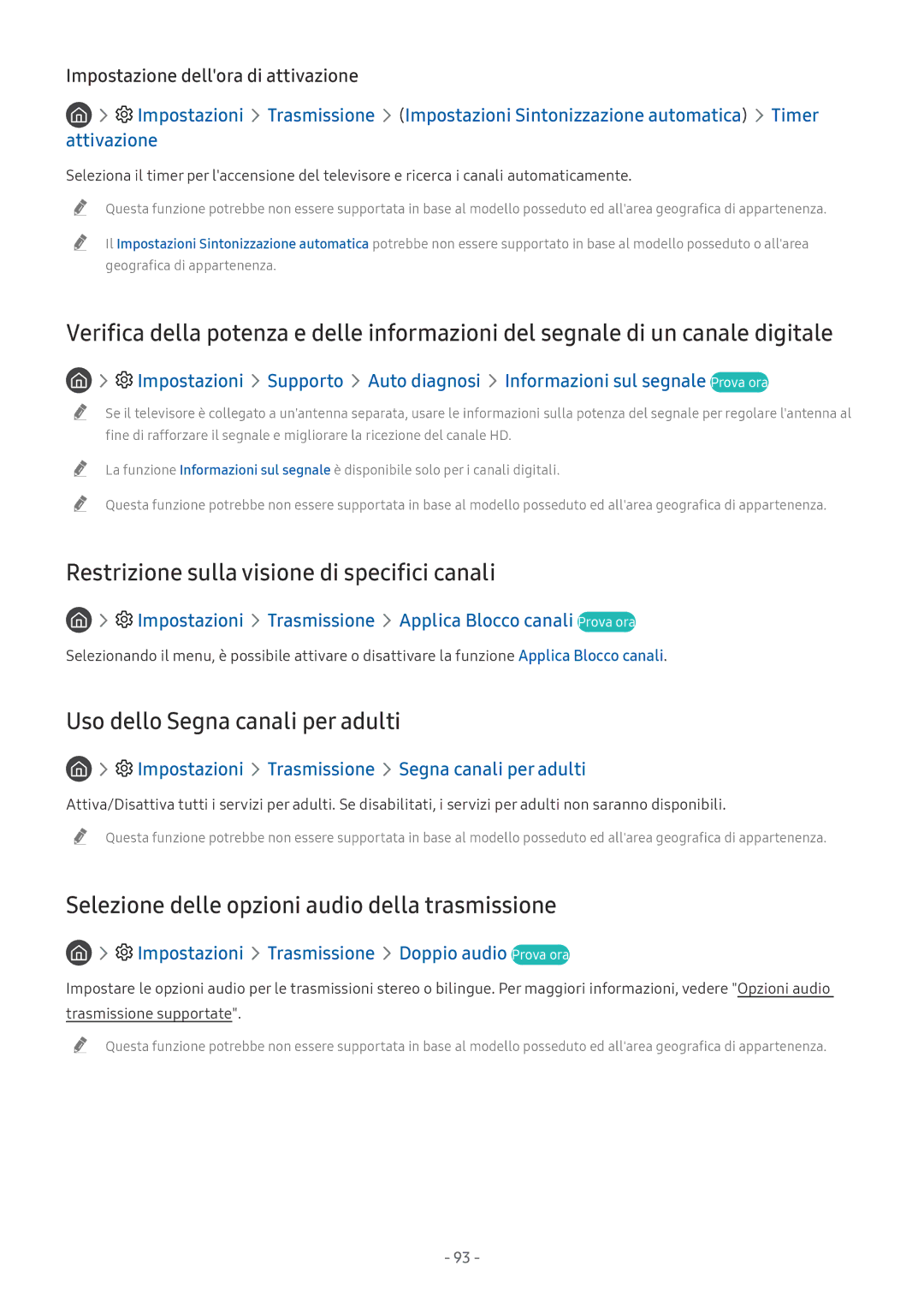 Samsung UE65NU7170UXZT, UE65NU8000TXZT Restrizione sulla visione di specifici canali, Uso dello Segna canali per adulti 