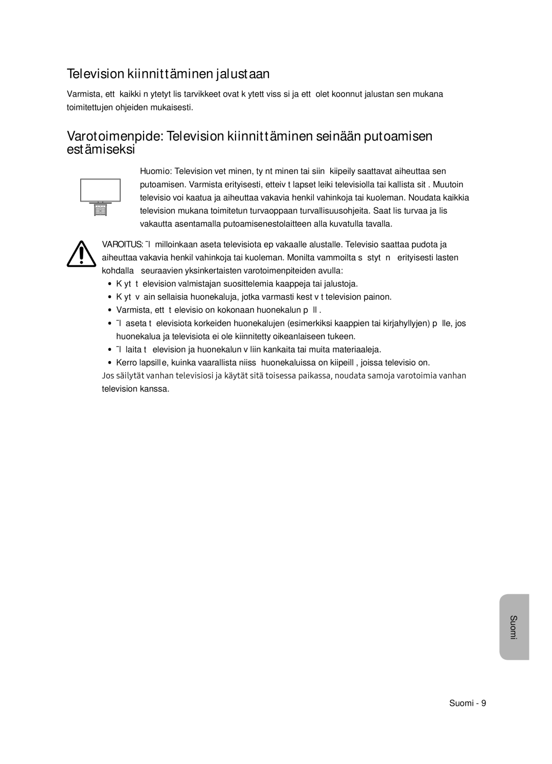 Samsung UE65NU8075TXXC, UE55NU8075TXXC, UE55NU8045TXXC, UE65NU8045TXXC, UE49NU8045TXXC Television kiinnittäminen jalustaan 