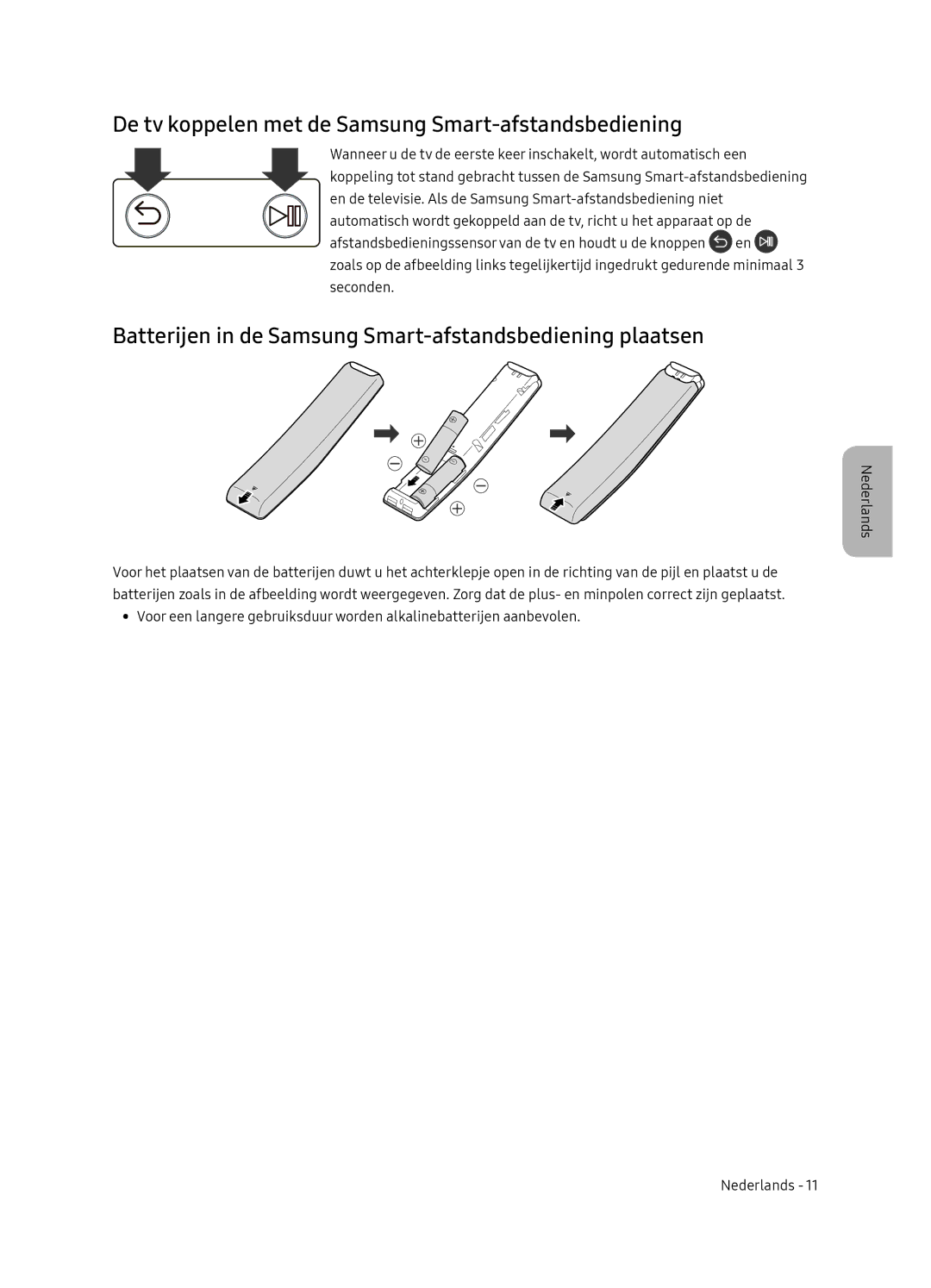 Samsung UE55NU8500LXXN, UE65NU8500LXXN manual De tv koppelen met de Samsung Smart-afstandsbediening 