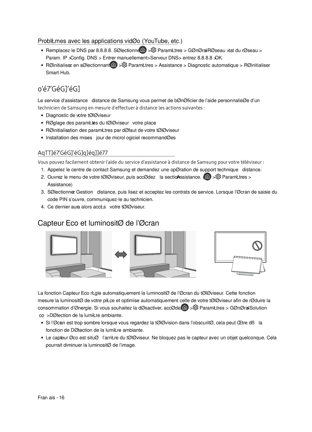 Samsung UE65NU8509TXZG, UE55NU8500TXXU manual Quest que lassistance à distance ?, Capteur Eco et luminosité de lécran 